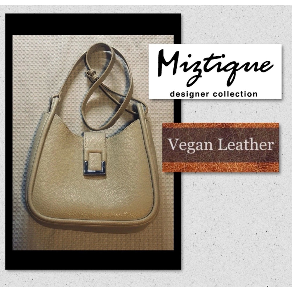 Miztique Women's Purse Vegan Leather Crossbody Satchel Hand Bag Beige Tan Khaki